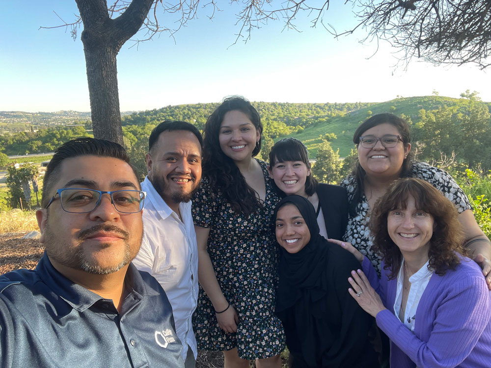 In the photo: (left to right) Eligio Martinez, Faculty Coordinator, Armando Lizarraga, Lucia Quezada, Kati Lebioda, and Carmen Ramos; (front row) Khadija Shafiq and Lisa Kessler, Program Coordinator