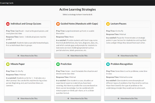 Screenshot of Active Learning & Learning Technologies