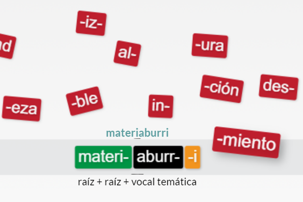 screenshot of spanish morphoology activity