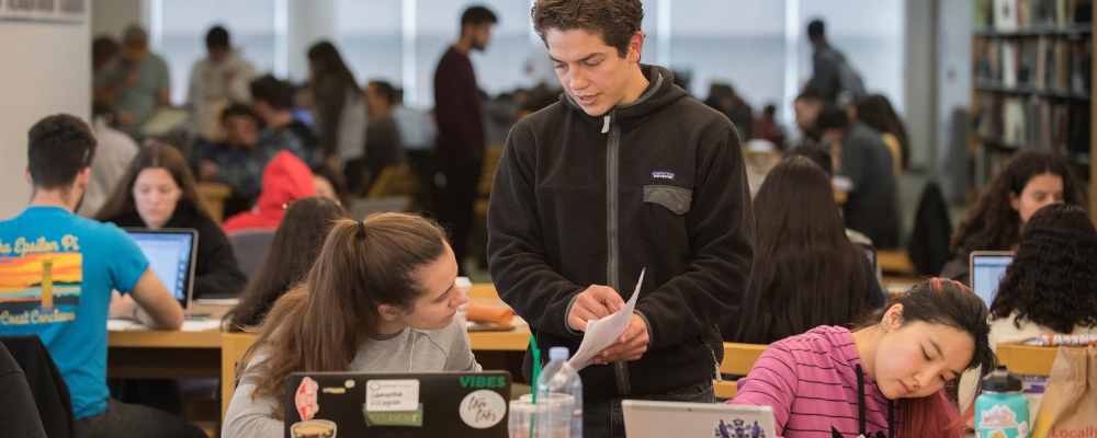students in the library