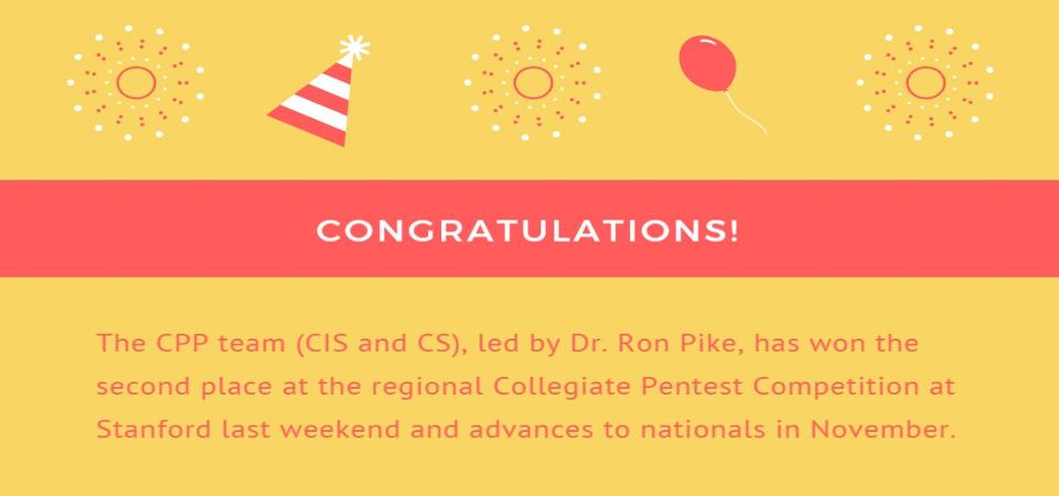 The CIS Department would like to congratulate all the CPP team
