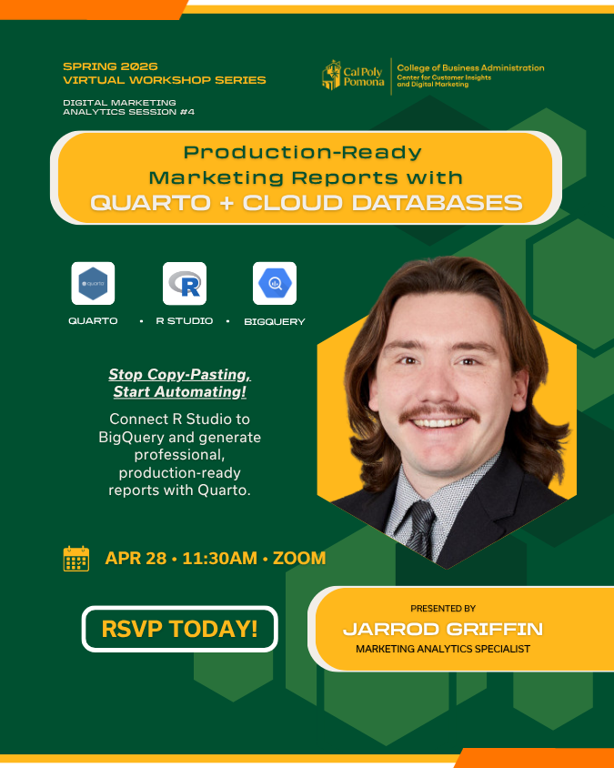 Flyer for “Production-Ready Marketing Reports with Quarto and Cloud Databases” workshop