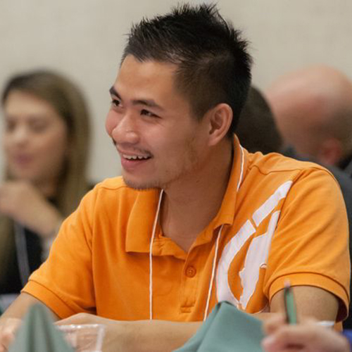 Student smiling during lecture
