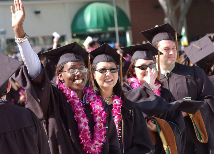 Students celebrating during commencement