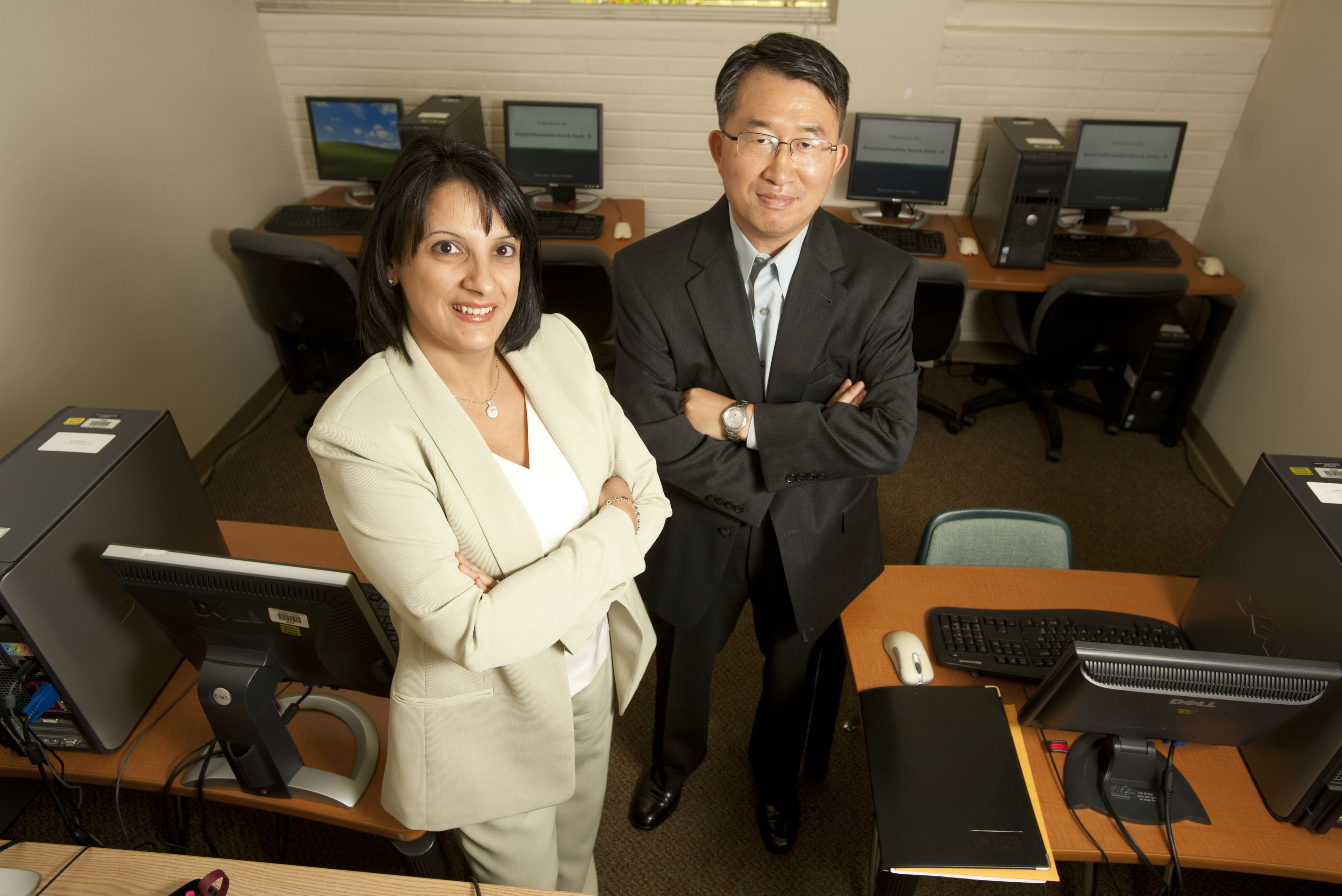 Jung and Ghosn standing in Behavioral lab