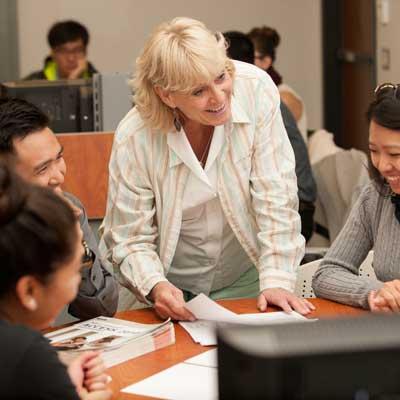 Professor helping a student