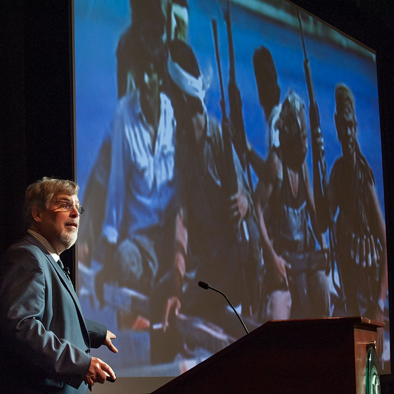 Captain Richard Phillips speaks during the College of Business Administration Dean's Leadership Forum
