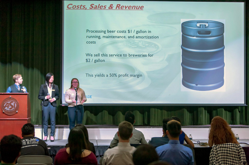 AZUZA Beverage team members presenting during the Bronco Startup Challenge