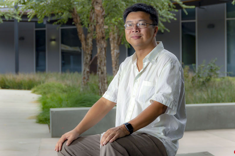 Ed sitting in CBA Courtyard