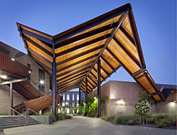 College of Business Administration facilities at sunset