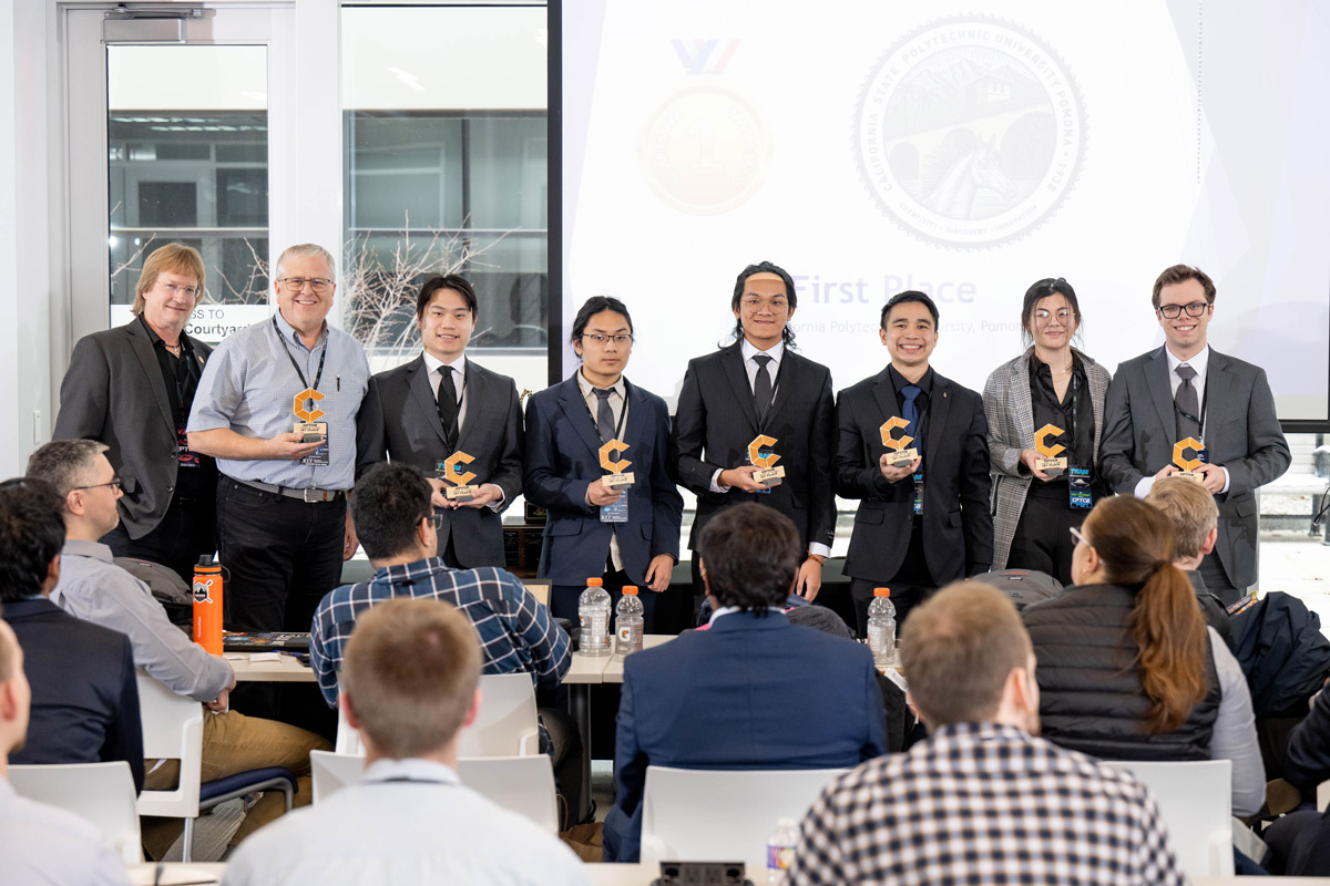 Cal Poly Pomona team with trophies during 2023 CPTC