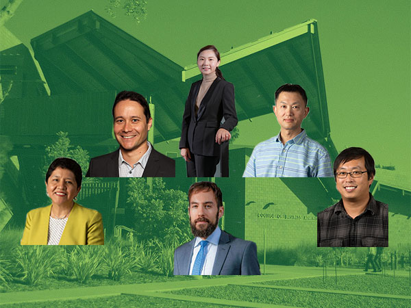 Portraits of the five CBA faculty with promotions