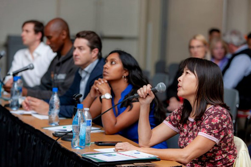 Kiem Tjong, Angel Investor with Pasadena Angels, and a panel of judges from the 2018 competition 
