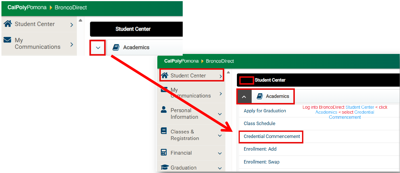 screenshot student portal