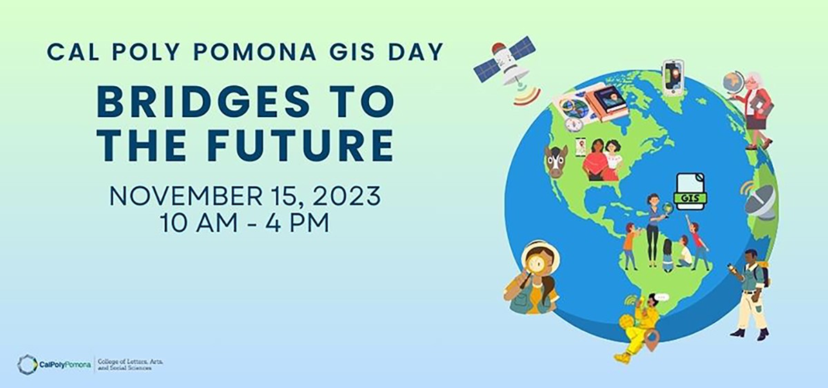 GIS day event information with image of animated earth