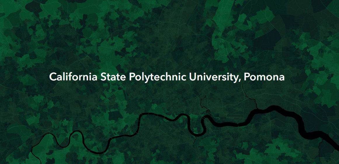 image shows ArcGIS online login banner with full cal poly name in the middle