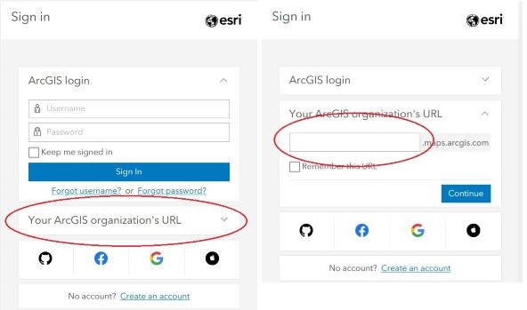 ArcGIS Online login screenshots