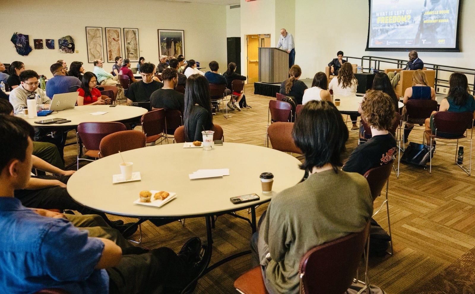 Image of students attending a seminar at The Democracy Institute