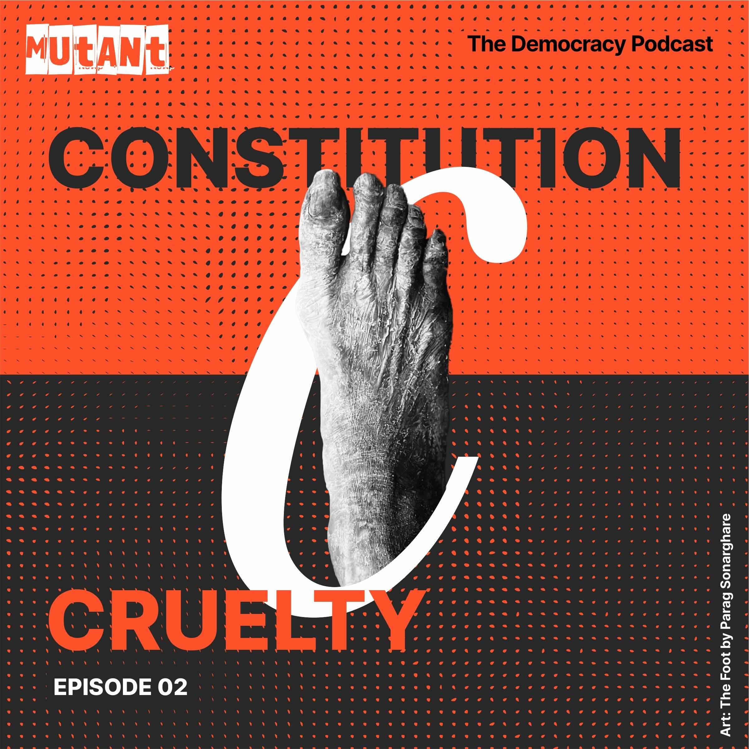 Episode poster with the words Constitution and Cruelty written on them
