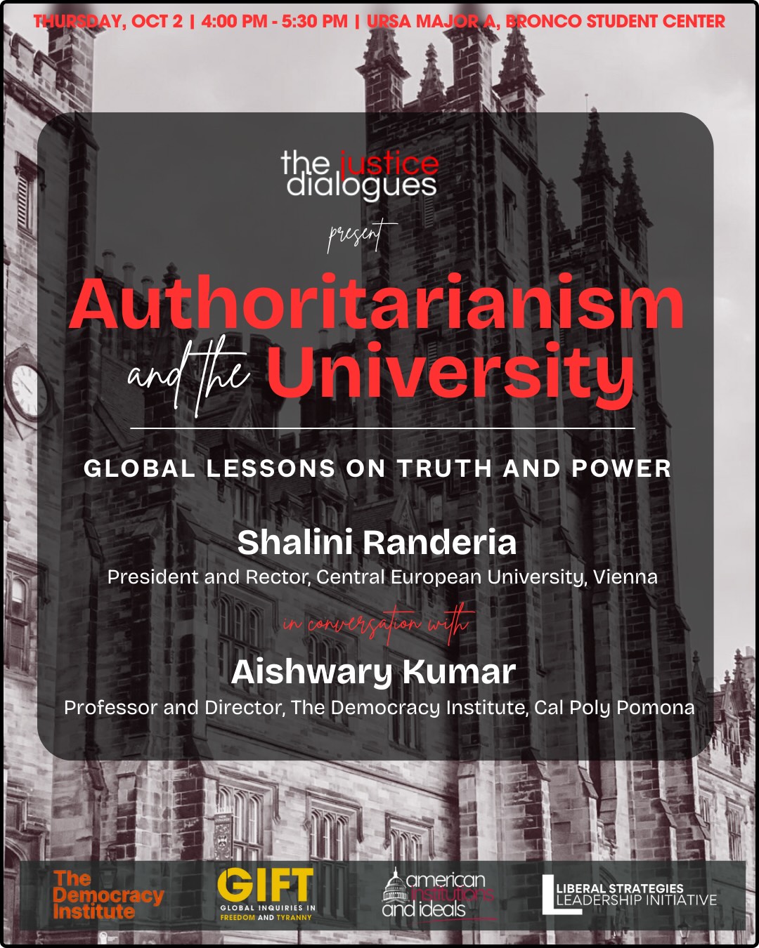 Flyer for the Justice Dialogue event with Shalini Randeria