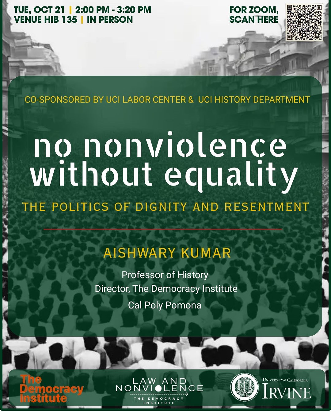 Flyer for the lecture on Nonviolence and Equality