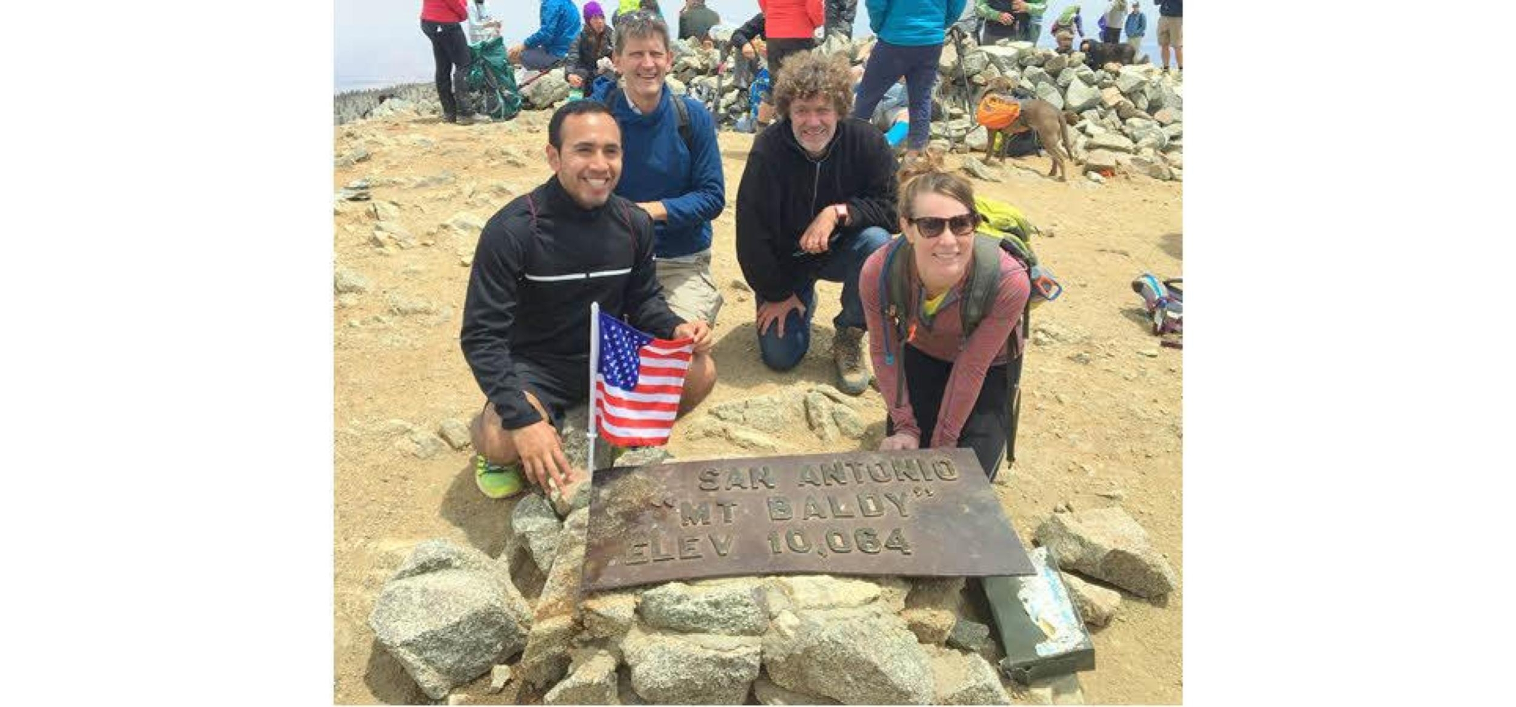 Climbing Mount Baldy with 2 professors and 2 students