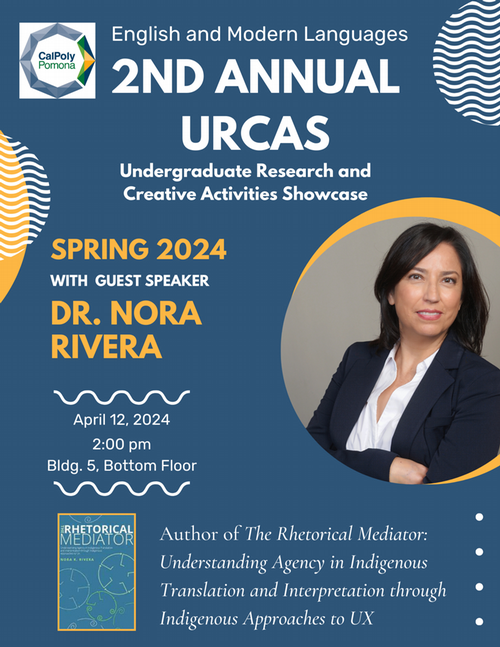 Flyer with information replicated above & pictures of Dr. Nora Rivera and her book, The Rhetorical Mediator