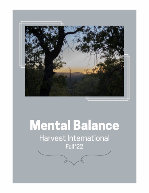 Cover of Harvest Mental Balance issue: picture of sunset over a valley