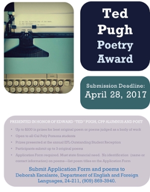 Flyer with information about the Ted Pugh Poetry Award