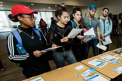 Students getting voting information