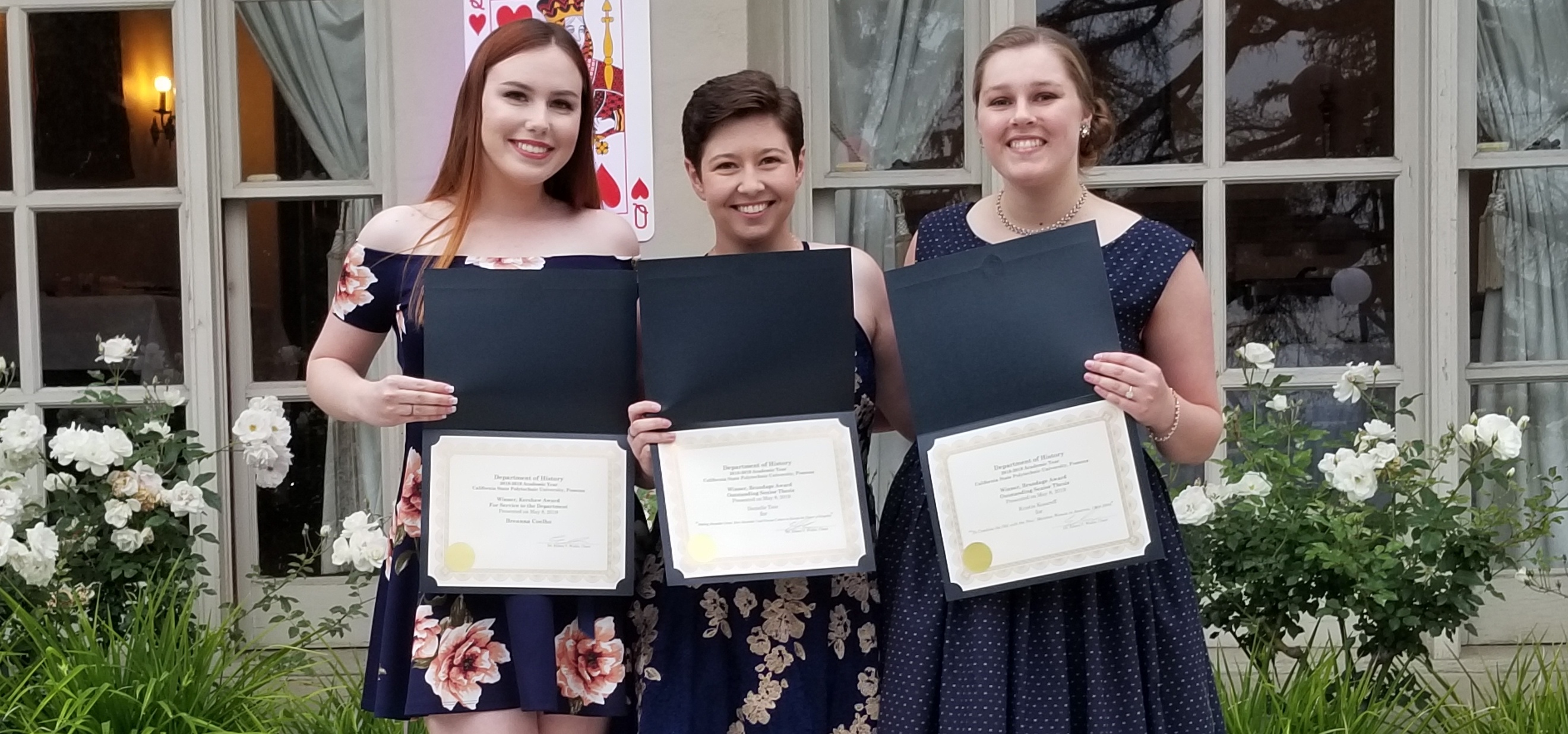 From left: Breanna Coelho, Danielle Tate and Kristin Kosareff (2019 award winners)