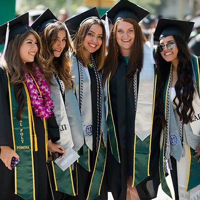 Communications students in their commencement gown