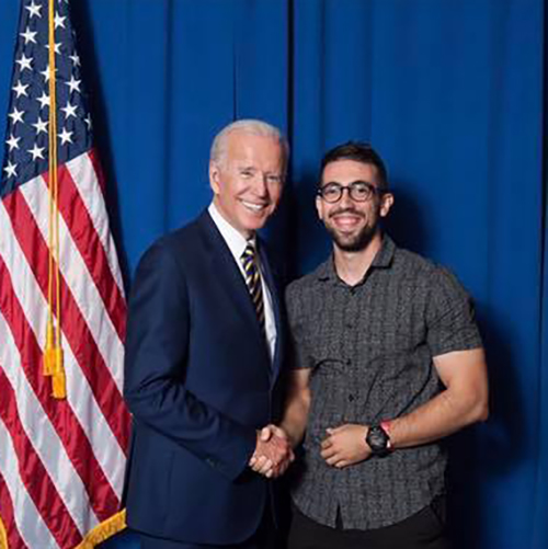 Joe Biden and George Doctorian shaking hands