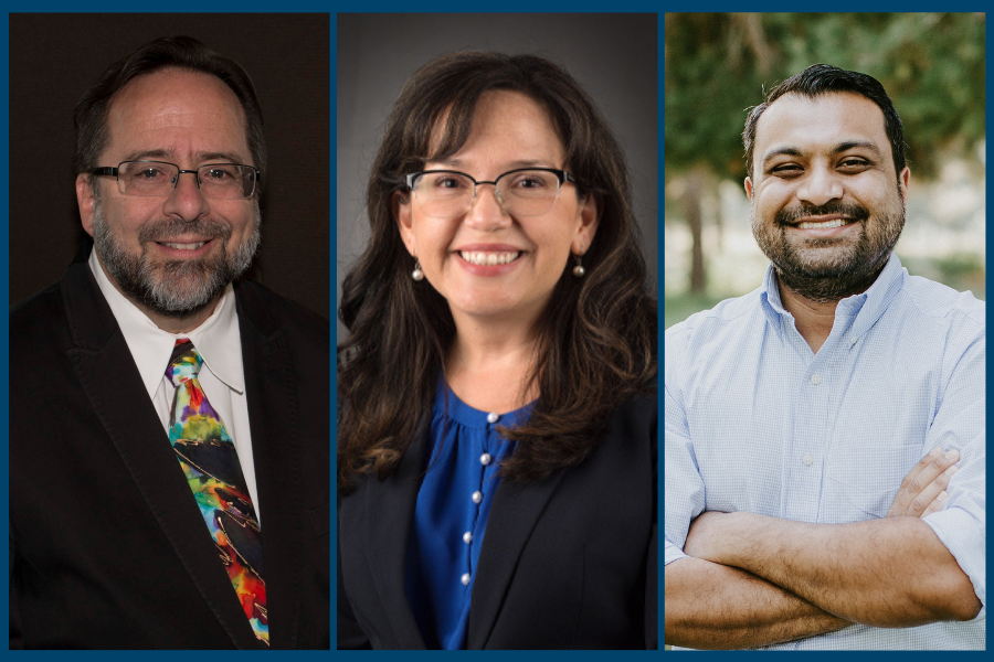 Headshots of David Horner, Brianne Dávila, and Neil Chaturvedi