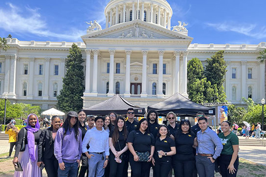group of students in front of CA state building