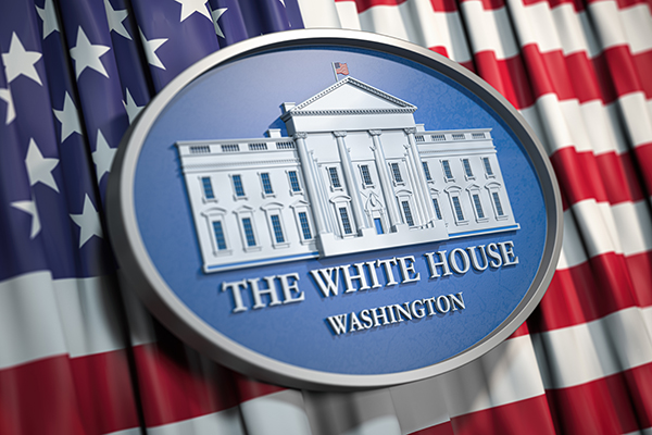 American Flag with White House emblem