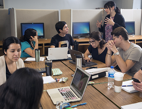 Viviane Seyranian teaching a group of students