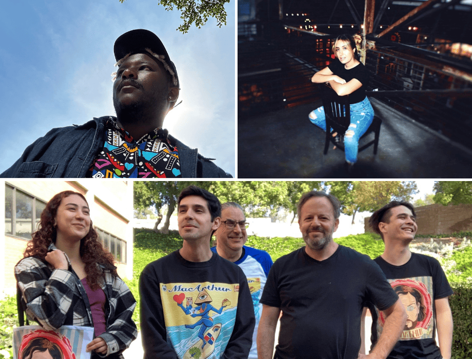 Collage featuring artists Kylie Mayhew, Karmondegreen, and MacArthur, showcasing musicians from upcoming Cal Poly Pomona performances.