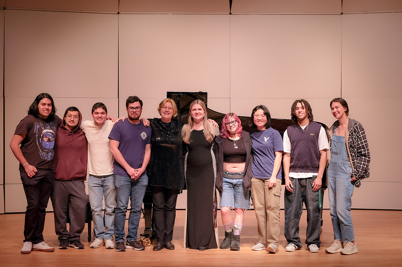 Piano students with distinguished guest artist Angelina Gadeliya and Dr. Nadia Shpachenko.