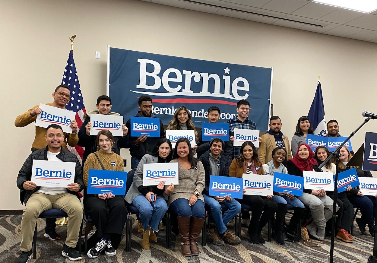 PLS students at the Iowa Caucus at a Bernie Sanders rally