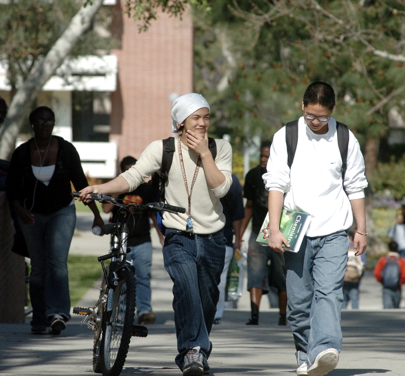 Students walking in the quad