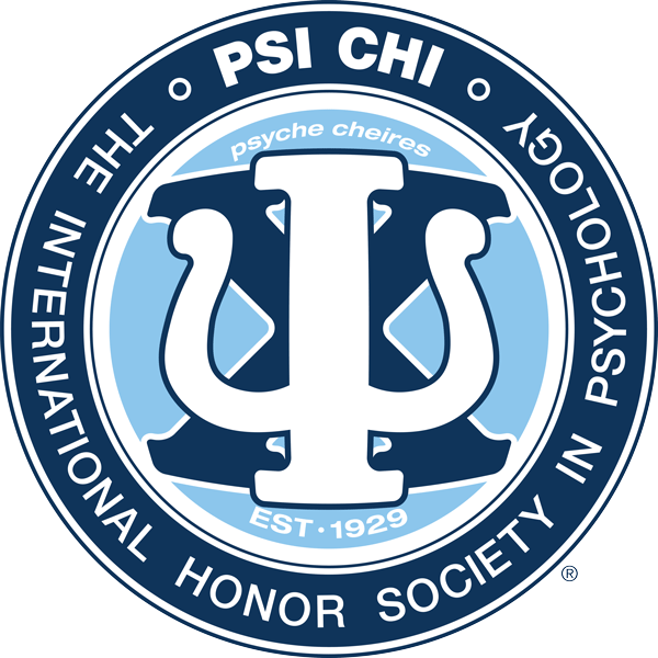 PSI CHI The International Honor Society in Pscyhology.  Phyche Cheires EST. 1929