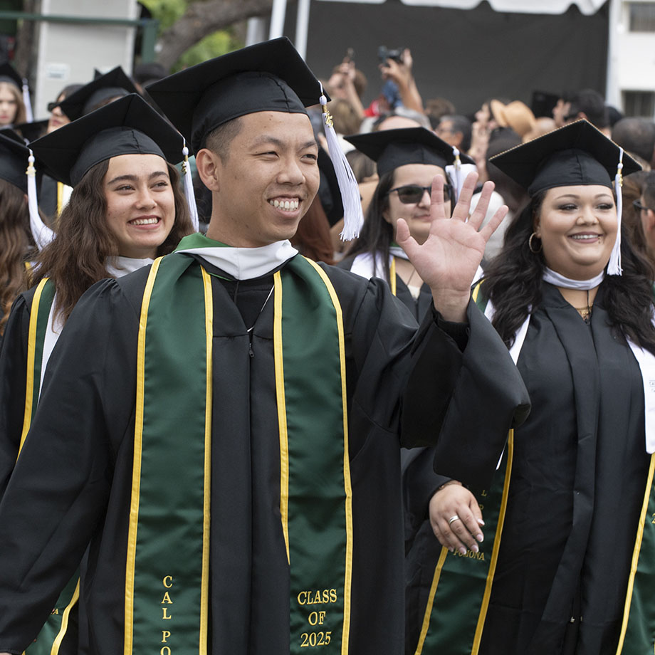 CPP Graduate student waving hi