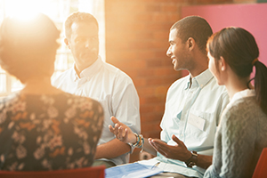 group of people talking