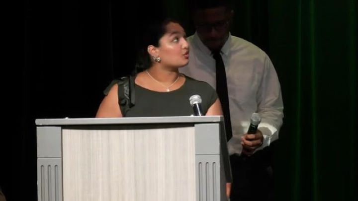 Karina Shah presenting ADIST project at AI Hackathon