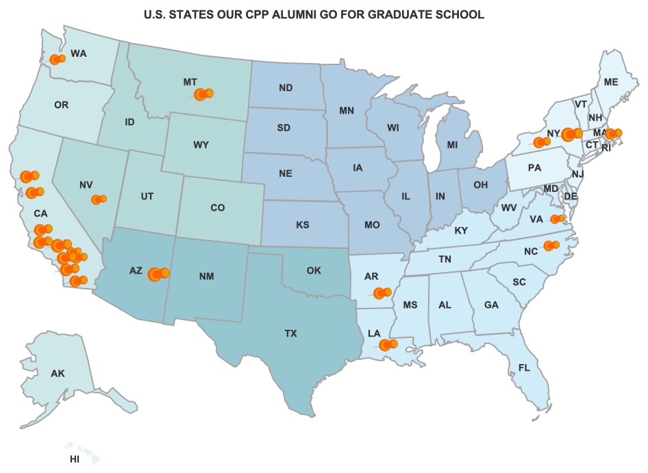 map info of graduate school locations
