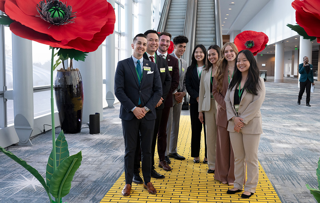 Collins College students in professional attire at the JW Marriot at LA Live