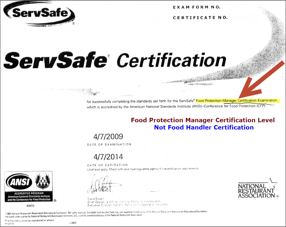 Food Protection Manager Certification