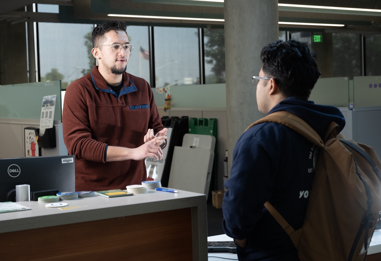 student at financial aid office