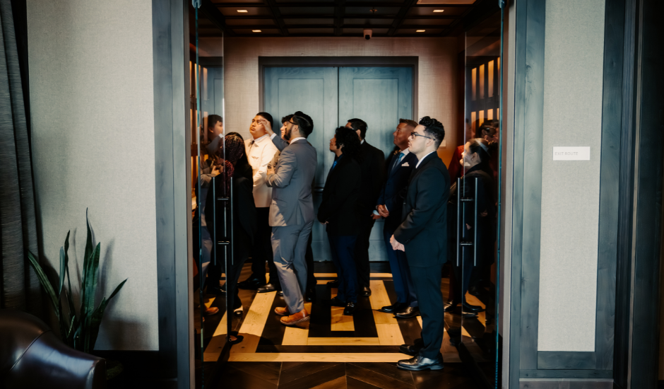 Students on field trip standing inside VIP room at Yaamava Resort and Casino during guided tour